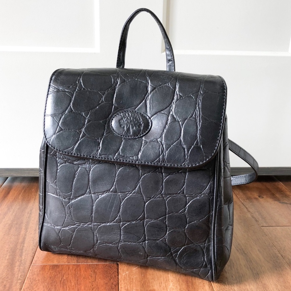 Mulberry Vintage Croc Embossed Leather Backpack
